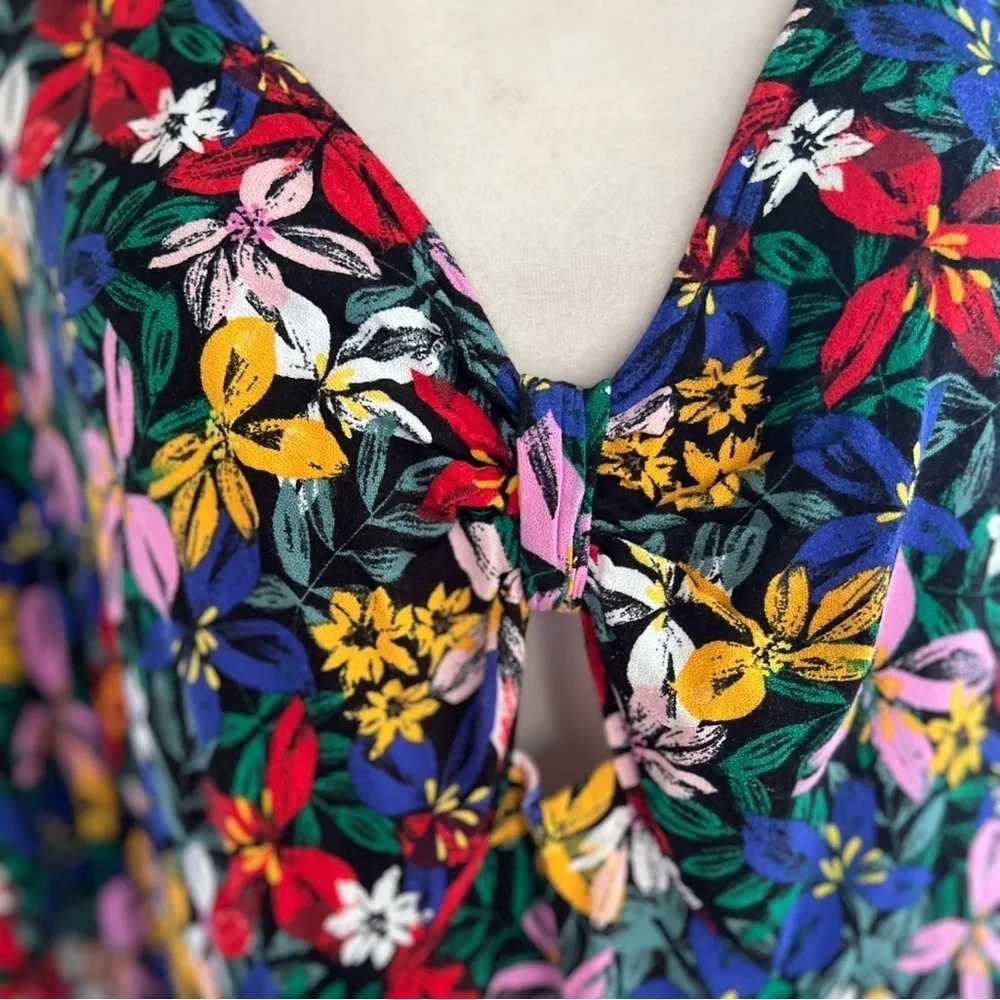 Eloquii Elements Dress 16 Floral Print Blue Red Keyhole V-Neck Party Garden Work - Image 7