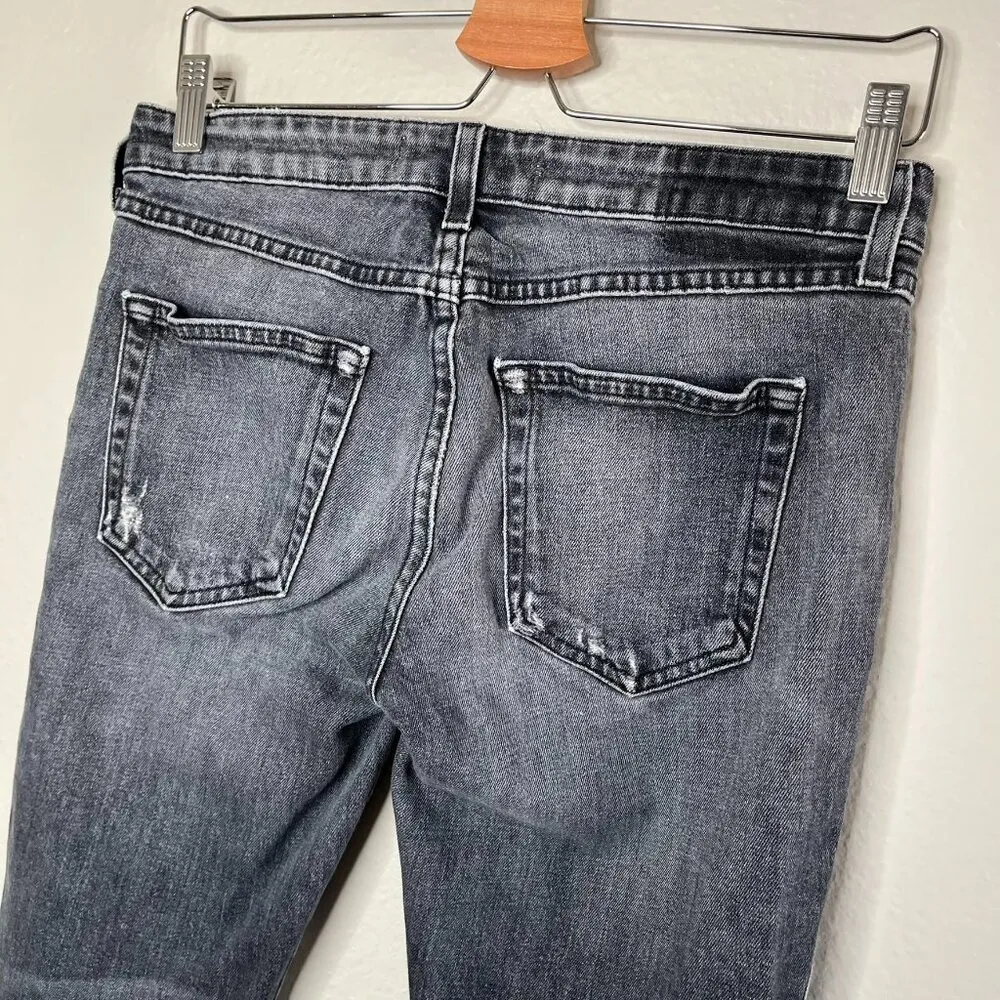 Amo Womens Twist Zip Gray Smoke Wash mid rise Denim Jeans Size 27 - Image 5