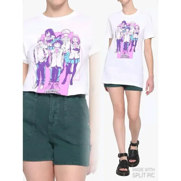 My Hero Academia Blue & Purple Group Boyfriend Fit Girls T - Image 2