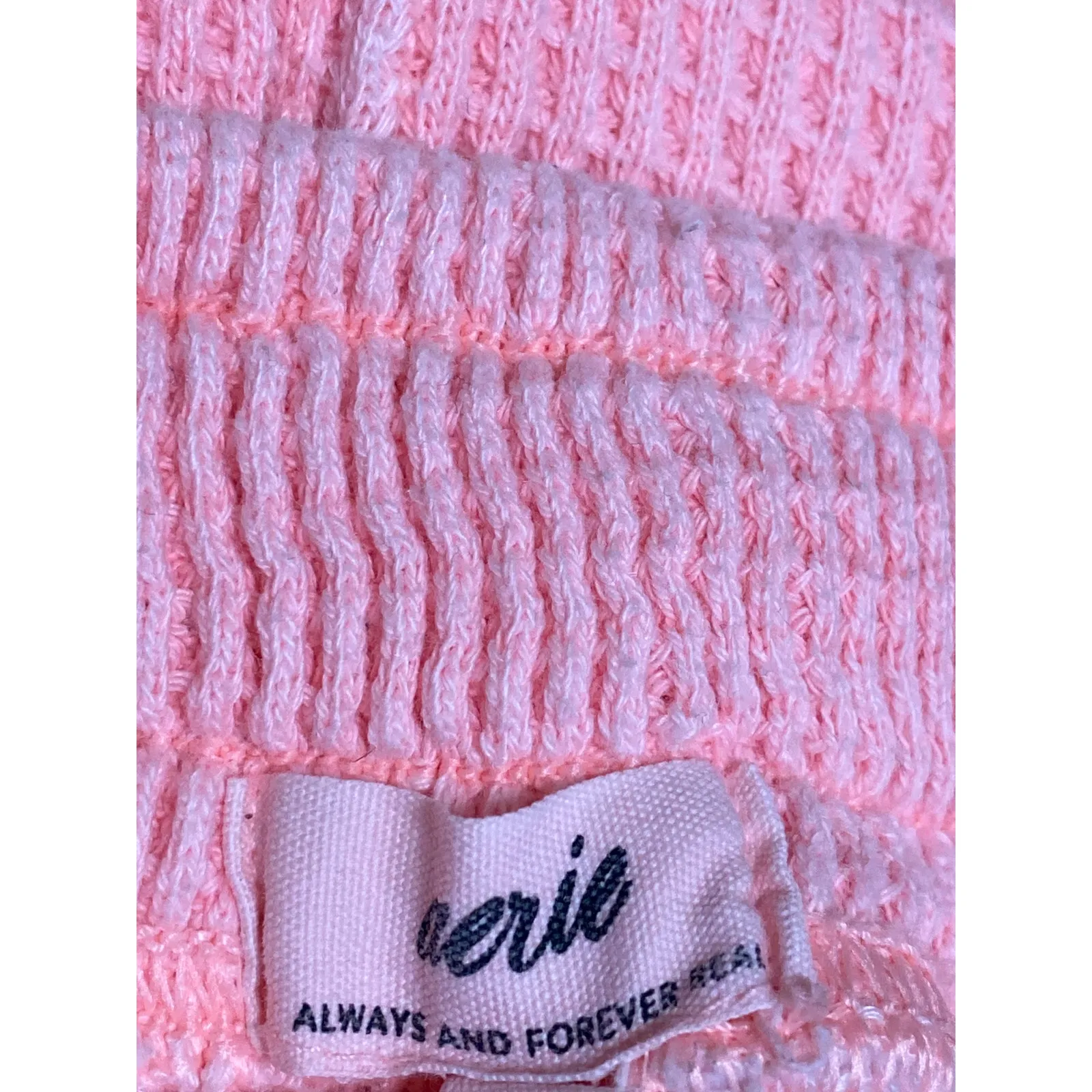 Aerie Women's Pink Waffle Knit Drawstring High Rise Lounge Mini Shorts Size M - Image 3