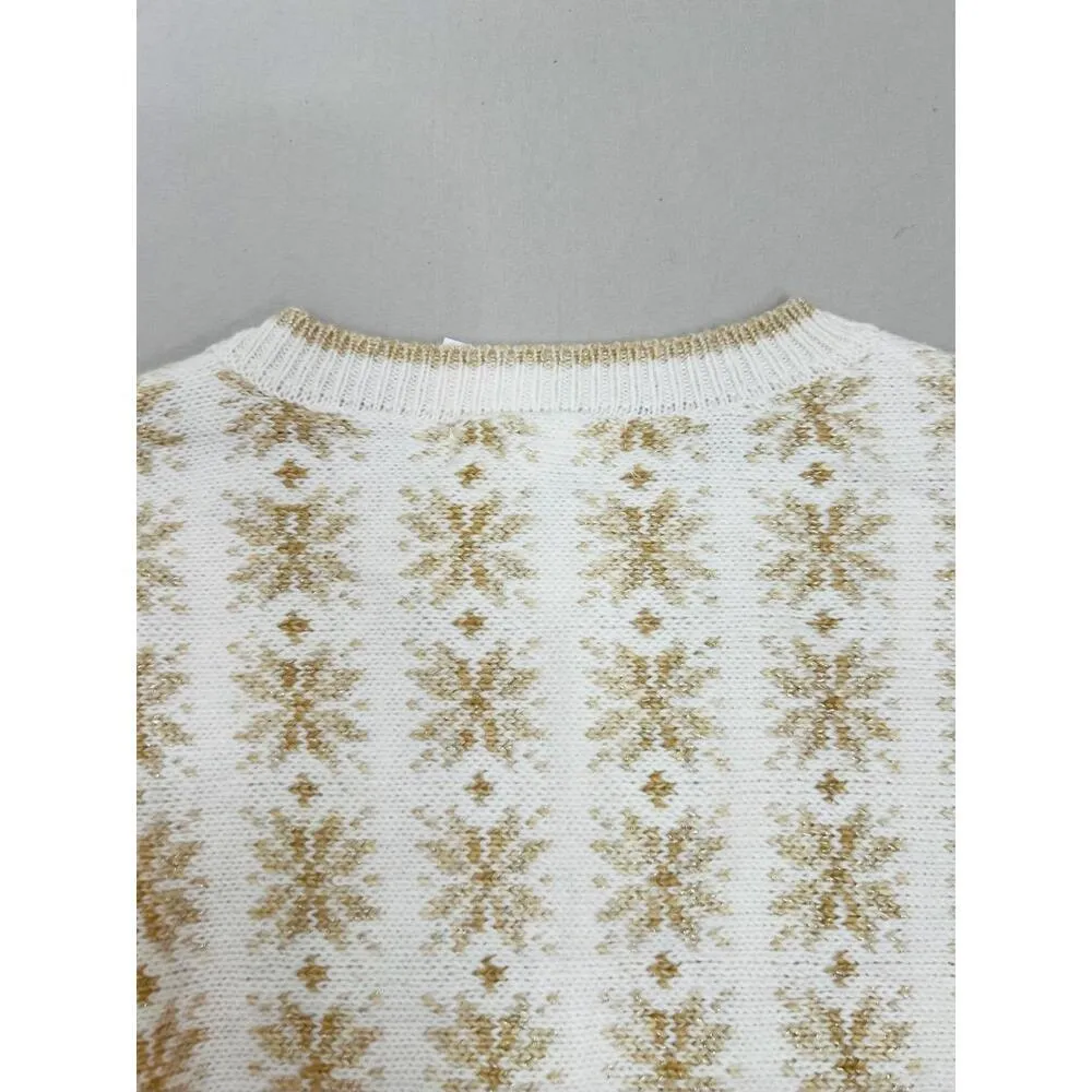 Workshop Republic Clothing Womens Sweater Size S Fair Isle Cream Gold Winter NEW - Image 7