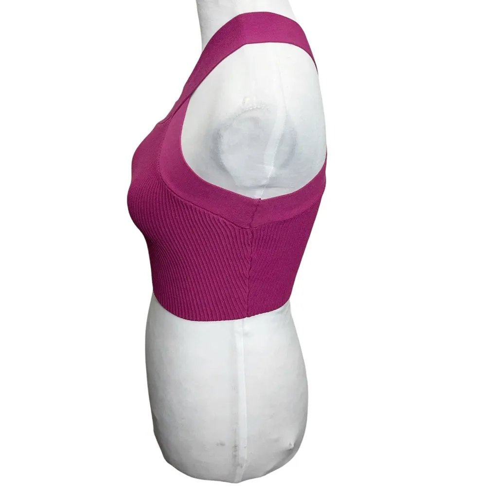 Aritzia Babaton Sculpt Knit Criss Cross Tank Top Women’s Small Fuchsia Cropped - Image 4