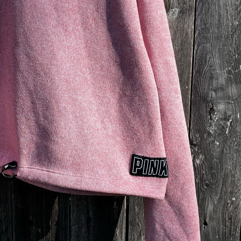 Pink Victoria’s Secret fleece hoodie crop sweater - Image 3