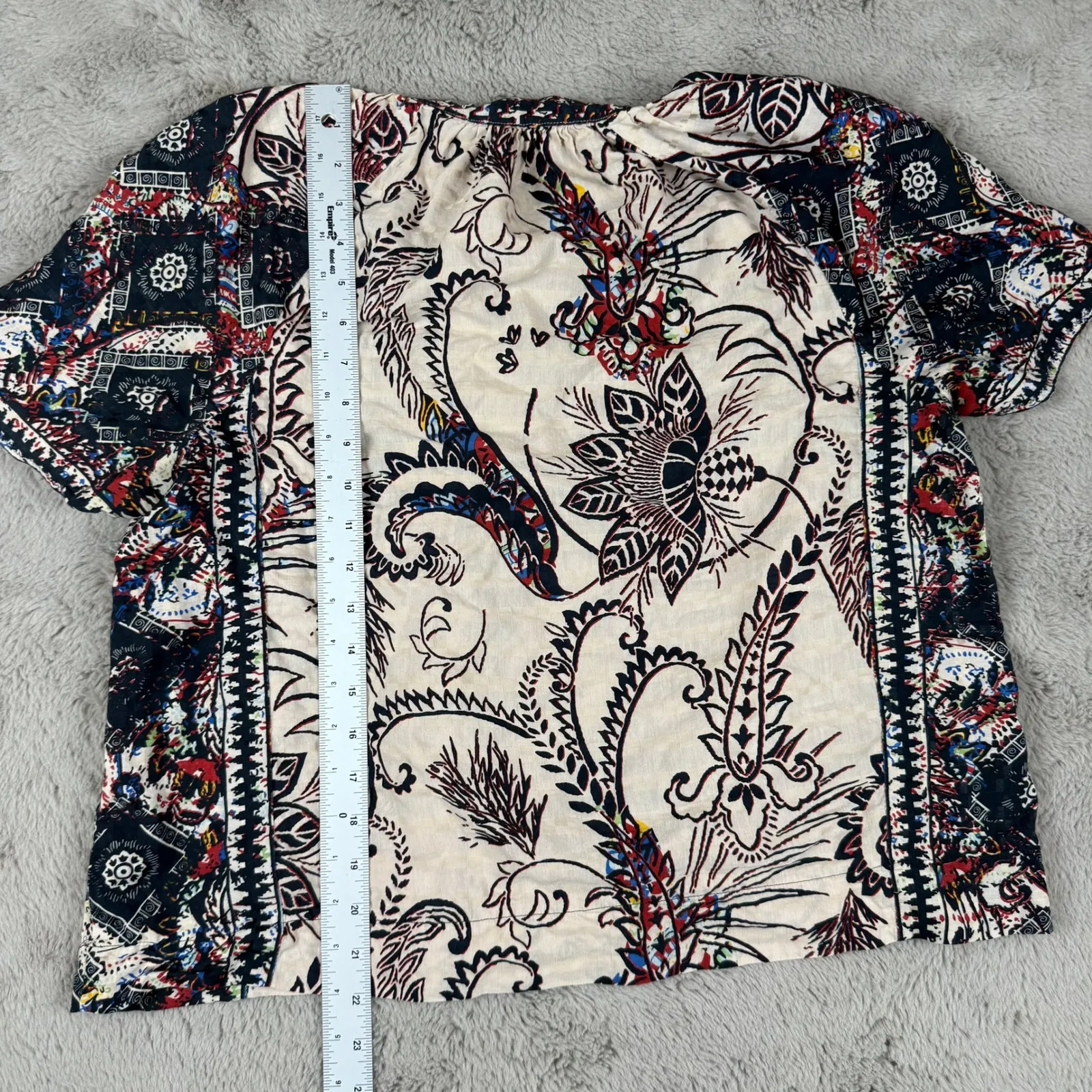 lot 2 Lucky Brand Boho‎ Blouse Bundle Paisley Print Tunic Top Lagenlook L/G - Image 4