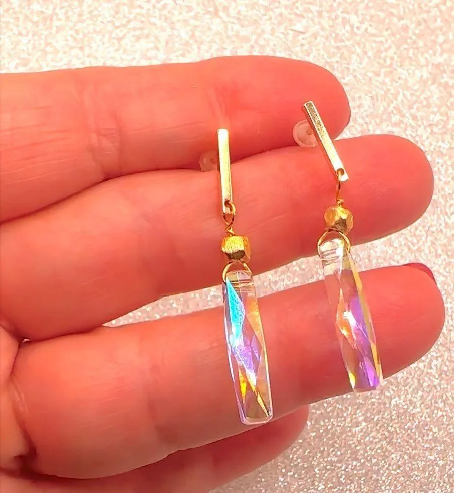 18K Gold Plated Stud Earrings. Swarovski Crystals.  - Image 2