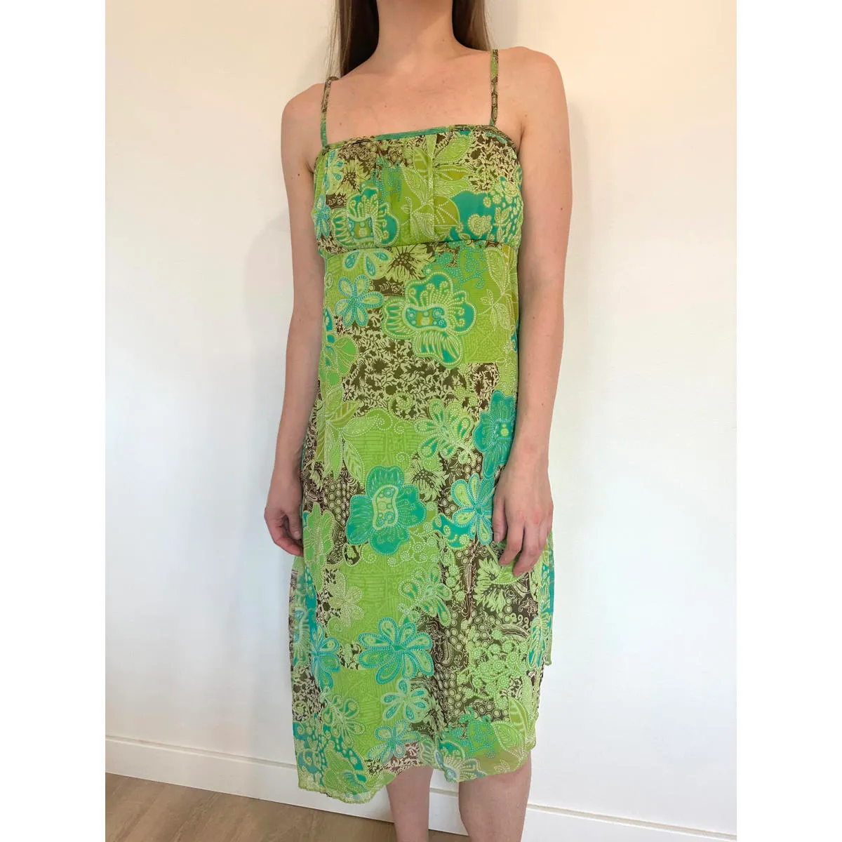 Green Paisley Vintage Y2k Sun Dress Size L - Image 2