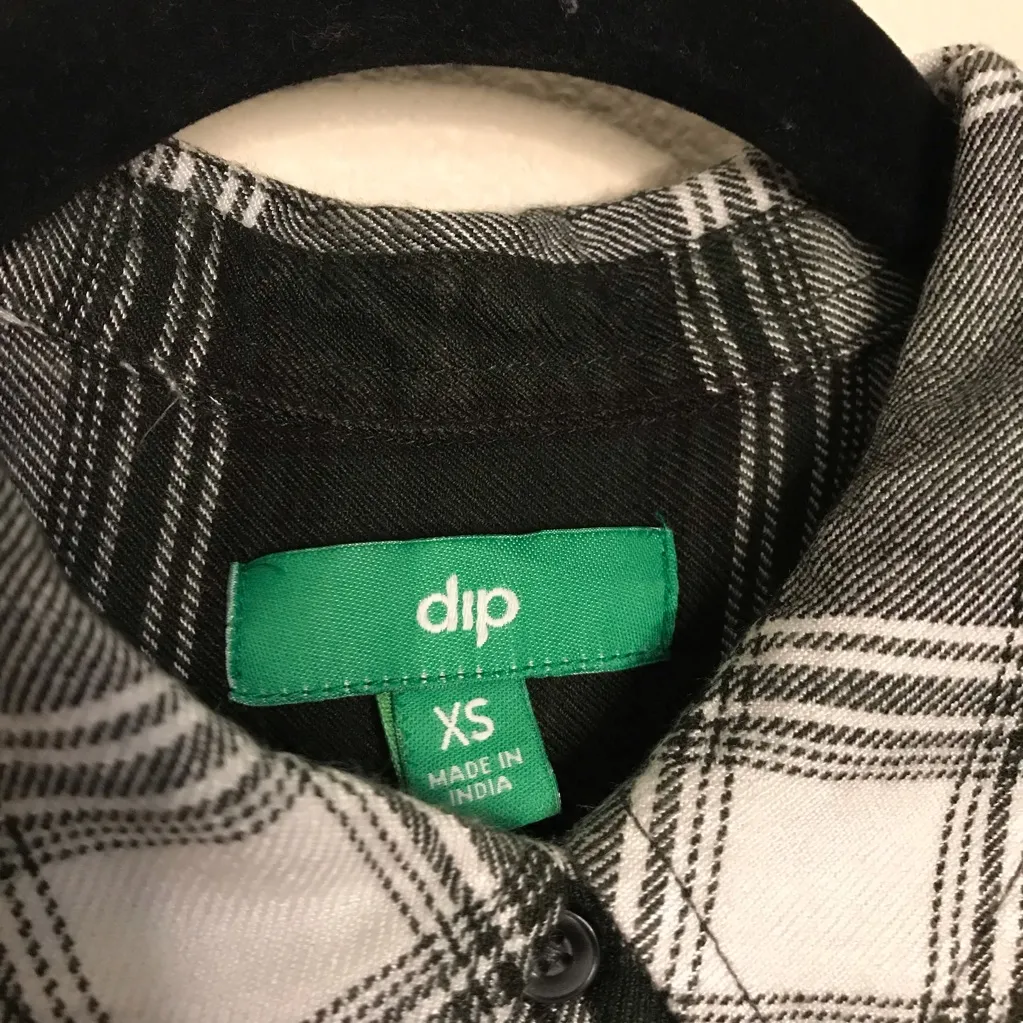 Soft Plaid Long Sleeve‎ Black White Green Shirt Dip Size XS - Image 3