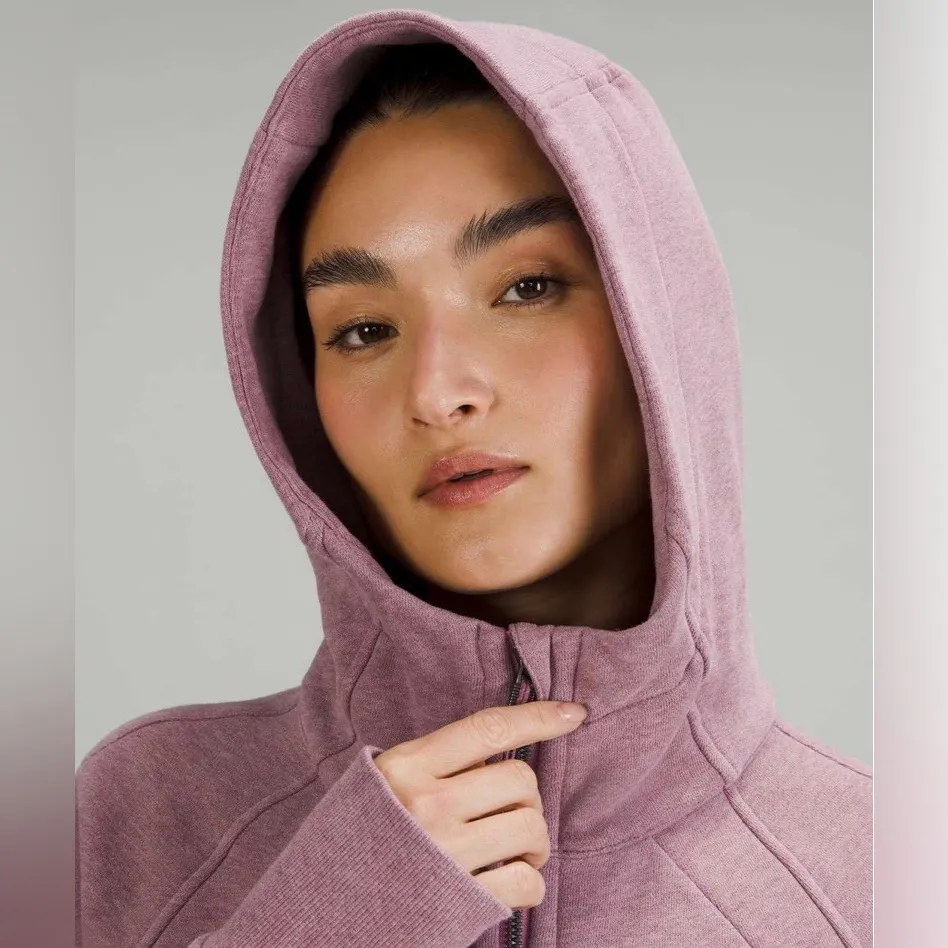 Lululemon Scuba Full-Zip Hoodie Jacket Heathered Velvet Dust Size 10 Like New - Image 4