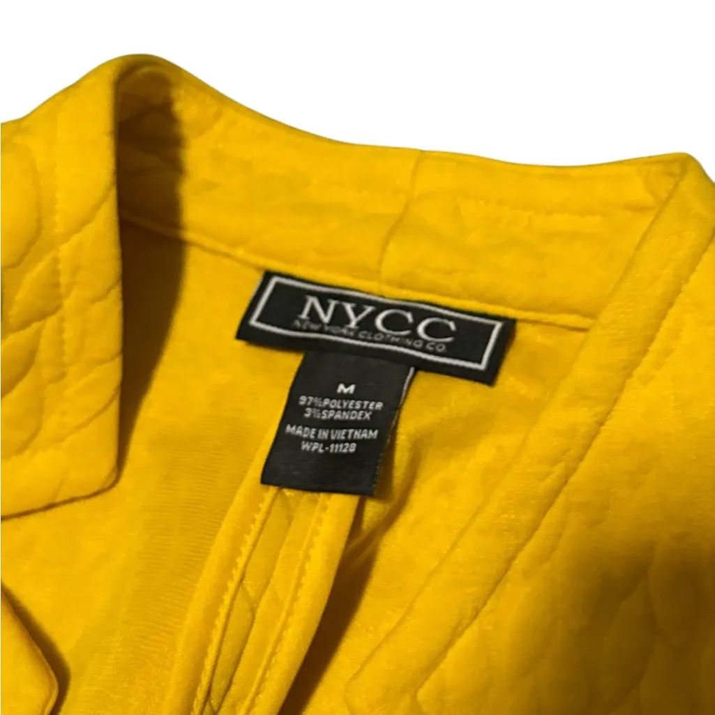 NYCC Women's Long Sleeve
Gold Open Front Jacket
Quilted Cardigan Yellow Size M - Image 4