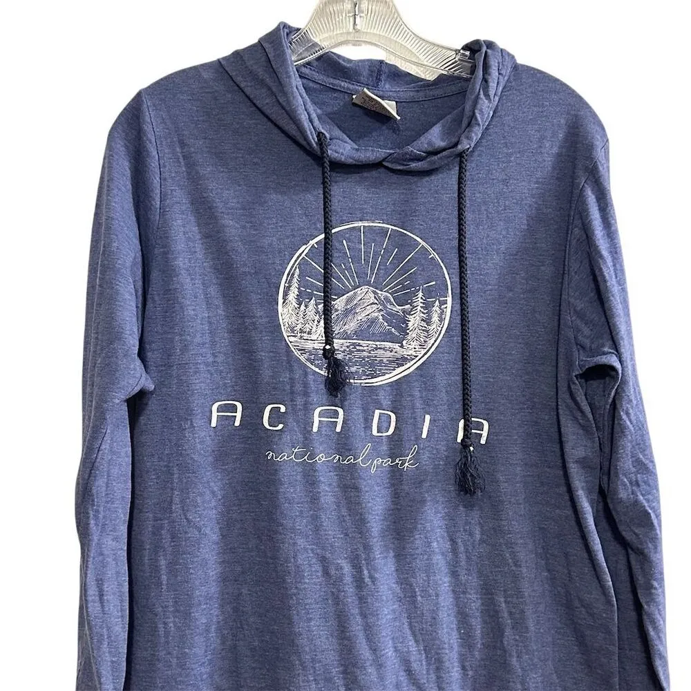 Prairie Mountain Acadia National Park Blue Hoodie M Unisex Pullover - Image 2