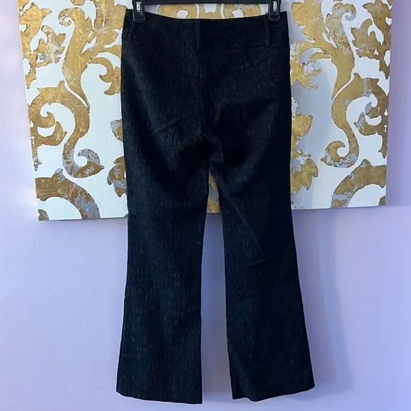 Caché Luxe Size 4 Black Animal Print Textured‎ Slim Flare Pants - Image 5