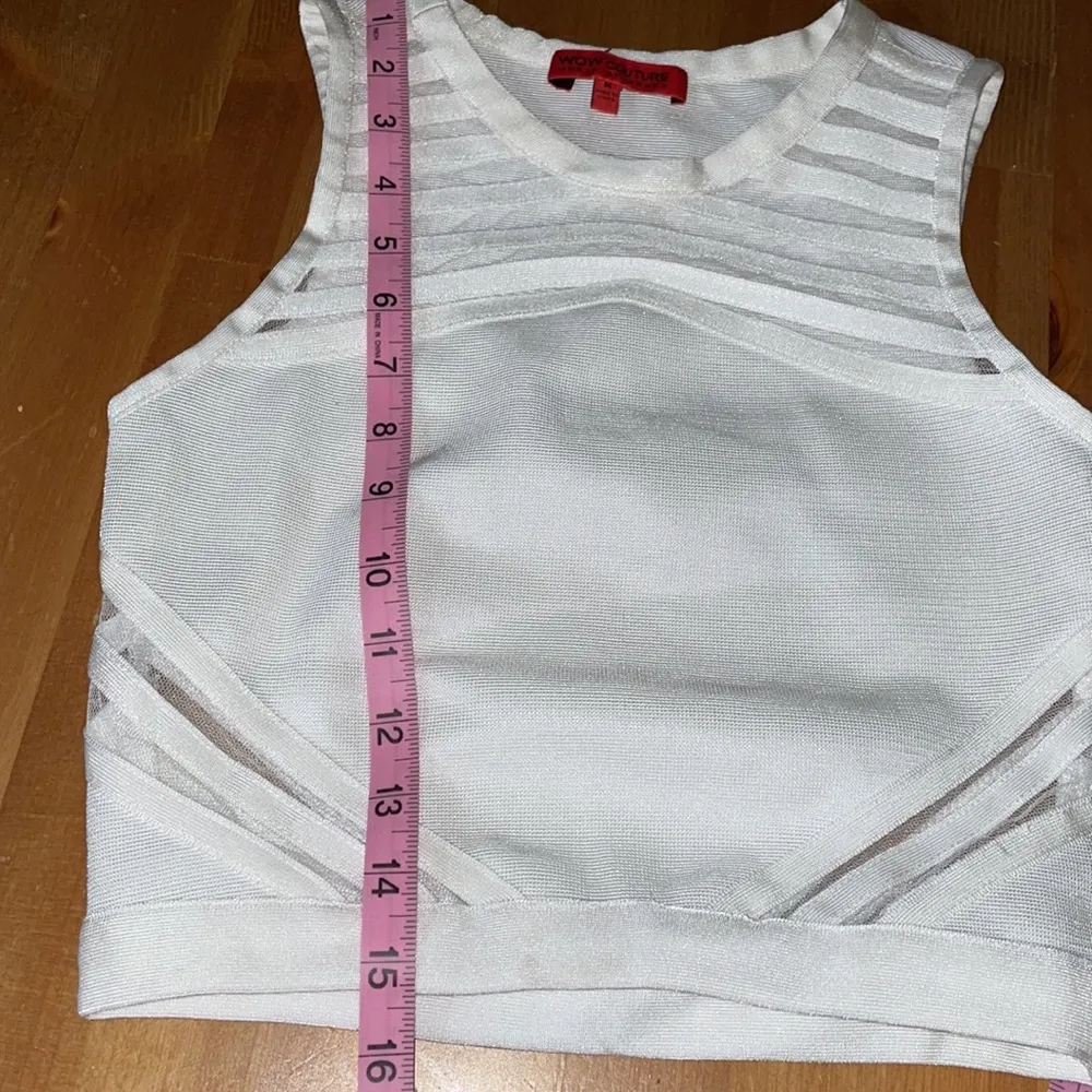 WOW couture white mesh cut out form fitting sleeveless crop top - Image 7