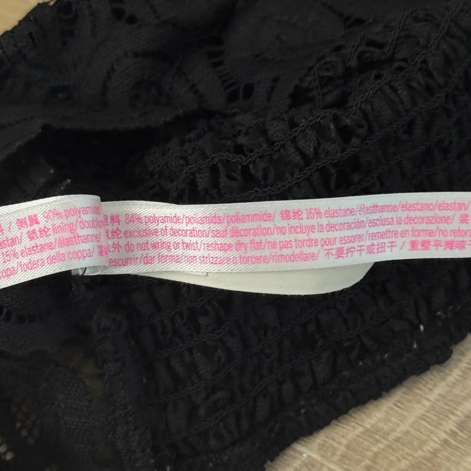 PINK Victoria's Secret‎ Lace Bralette Size M Black Criss Cross Back Lingerie - Image 6