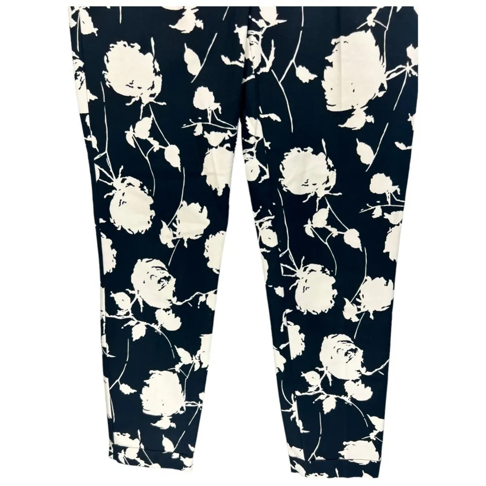 Boden Women's Black White Floral Print Cropped Trousers Pants Size 6 Long Preppy - Image 8