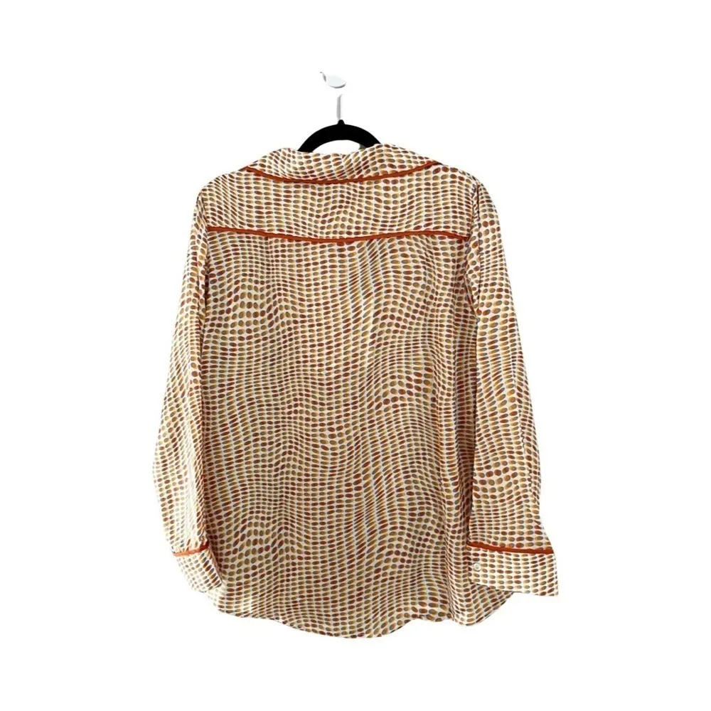 NWT Plush Apparel Revolve Silky Long Sleeve and Shorts Polka Dot Pajama Set Sz M Orange Size M - Image 5