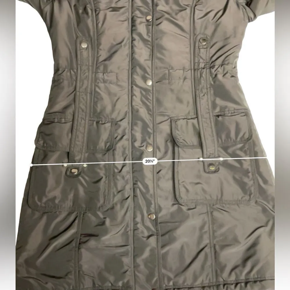 Trina Turk Faux Fur Lined Long Lightweight  Coat Cinch Ties Women's Size 6 Black - Image 7