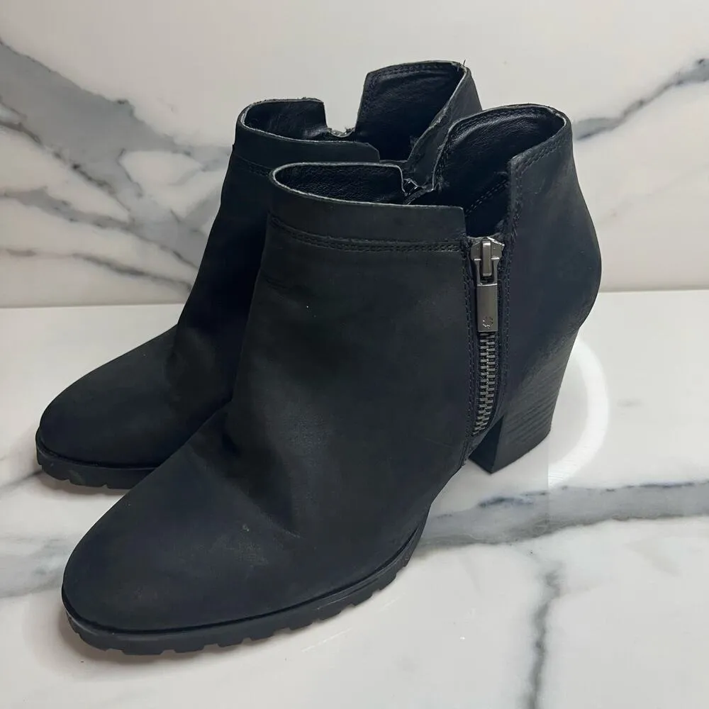 Lucky Brand | Women's Black Suede Lug Sole Side Zip Platform Noryn Boots Sz 7.5 - Image 3