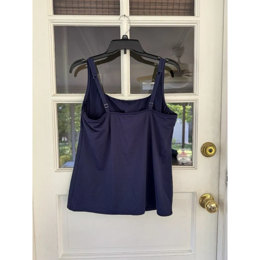 Lands' End | Navy Blue Square Neck Underwire Tankini | Size 14 adjustable straps - Image 8