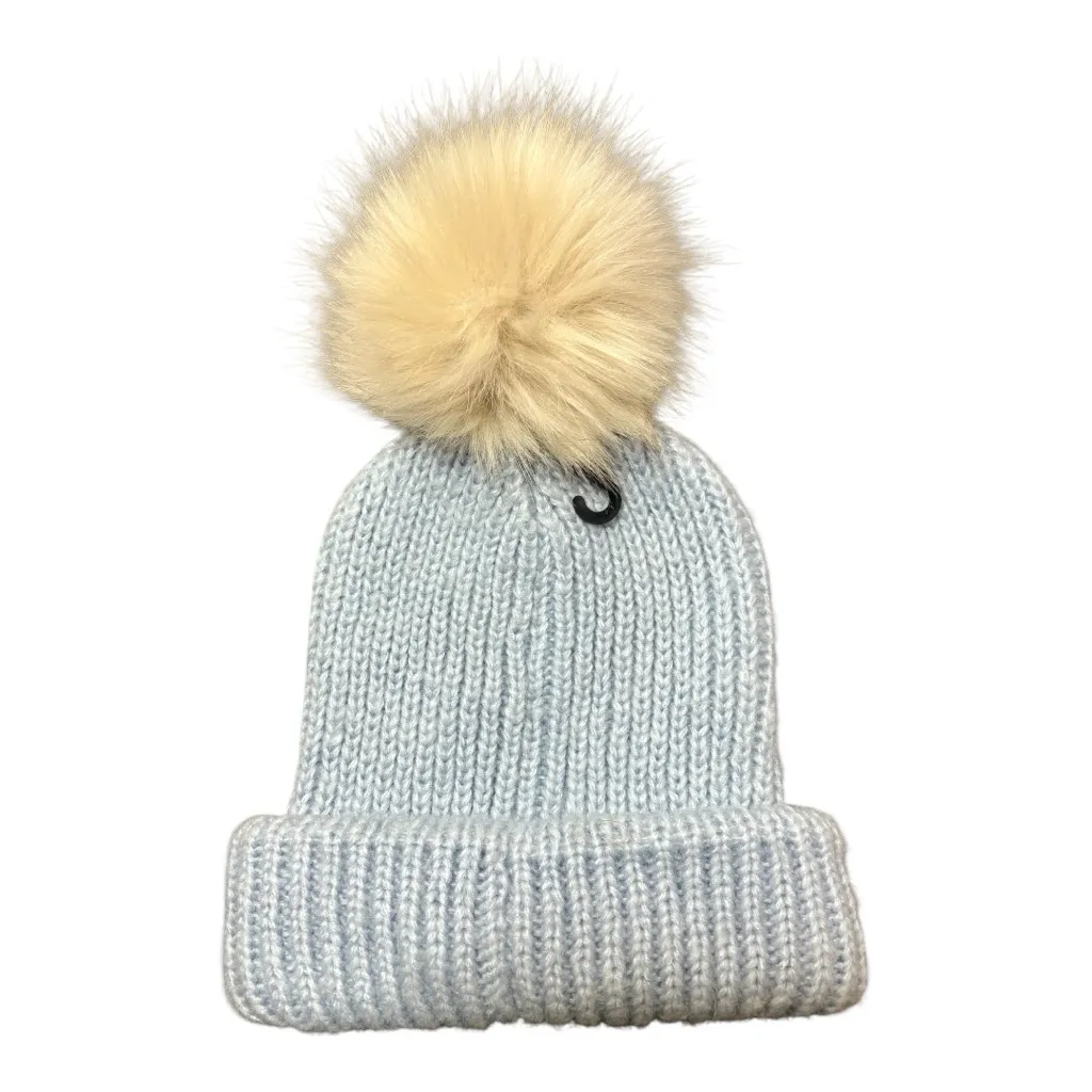 TOPSHOP Cozy Blue Knit Pom-Pom Beanie - Image 2
