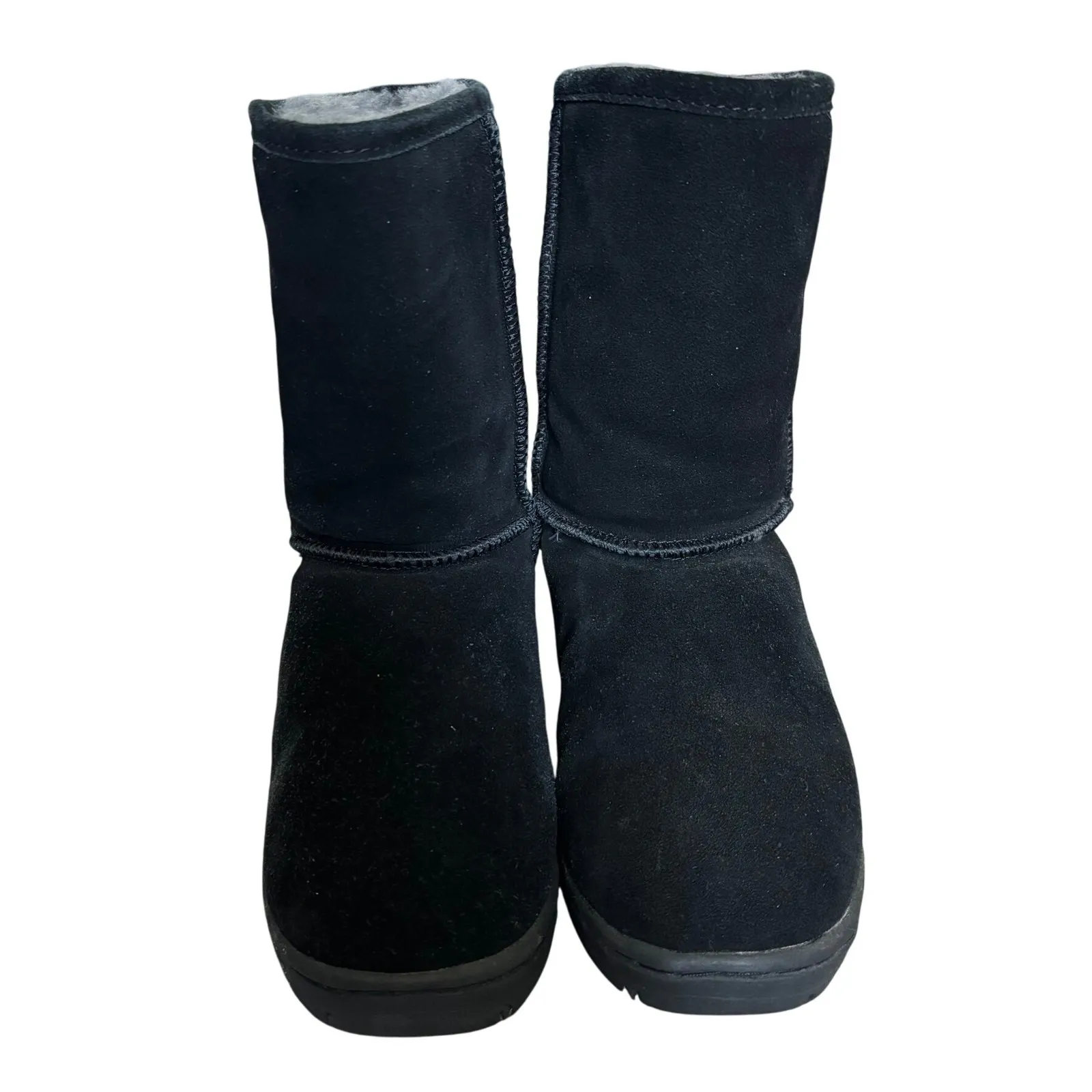 Rj's Fuzzies Black Sheepskin Boots Sz 6 Sherpa lined Genuine Suede Winter‎ Cozy - Image 2