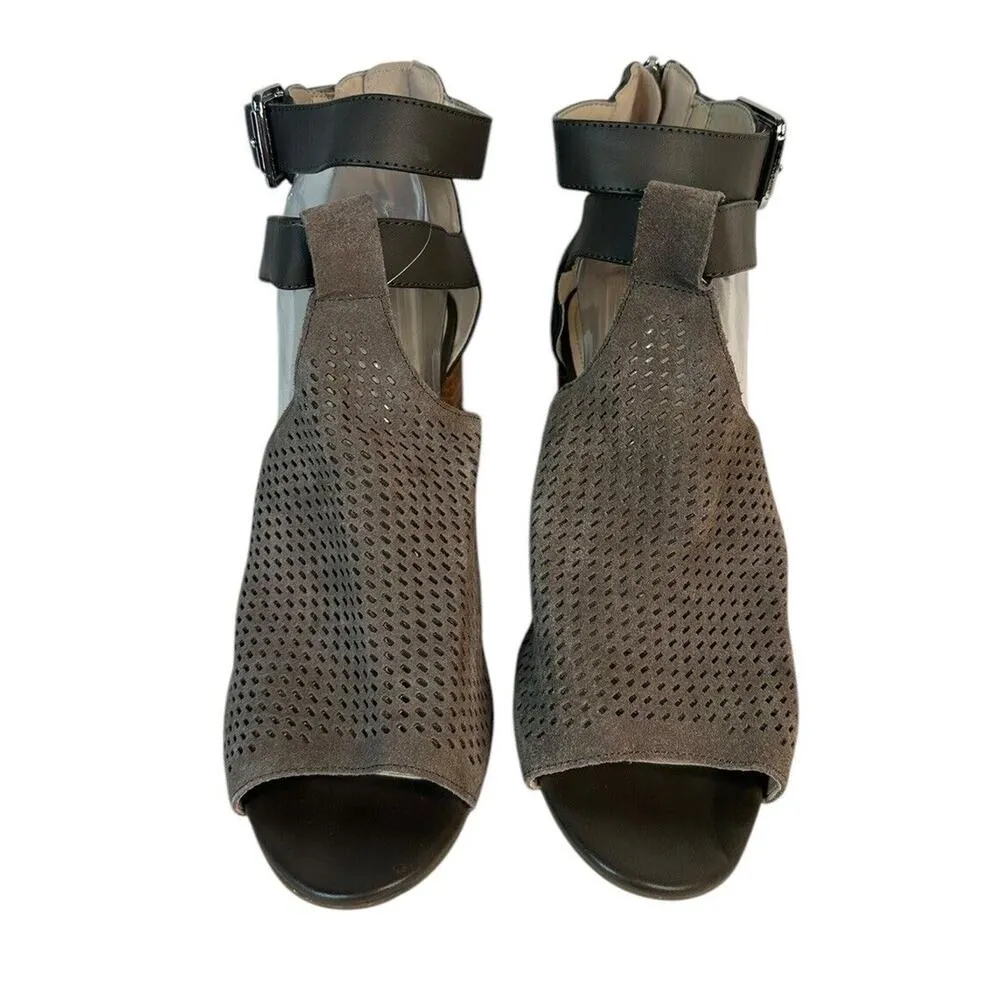 Marc Fisher Gabie Ankle Wrap Suede Leather Perforated Gladiator Sandals Taupe 10 - Image 9