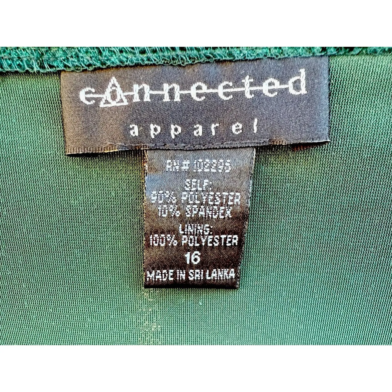 Connected Velvet Dress Spruce Green 3/4 Sleeves Size 16 P Fit & Flair - Image 3