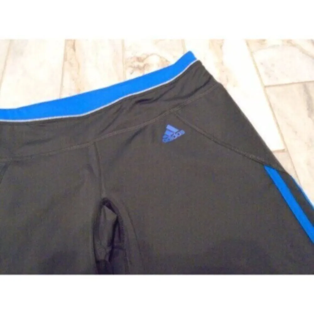 NEW Adidas women's small black/blue Climalite 3-stripe capri yoga pants MSRP $65 - Image 6