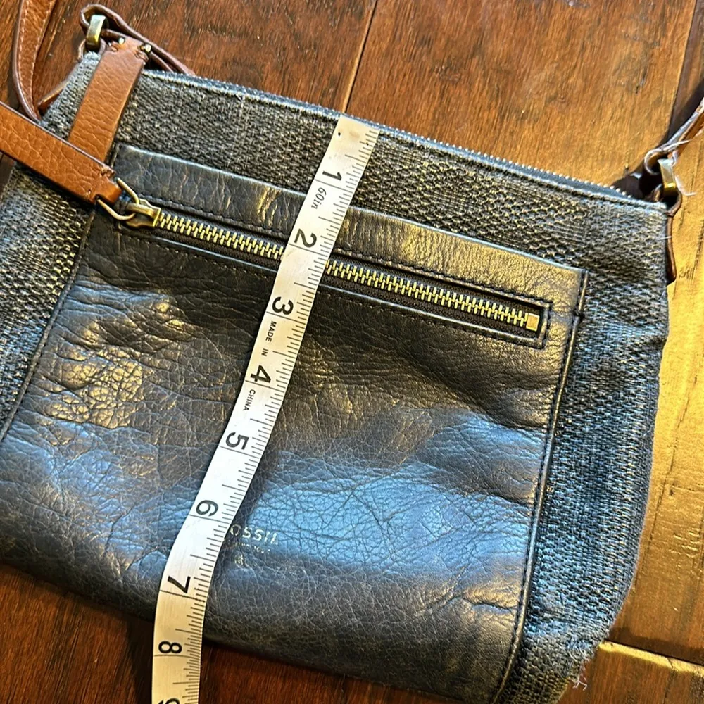 Fossil  Straw Crossbody Purse Bag Blue - Image 5