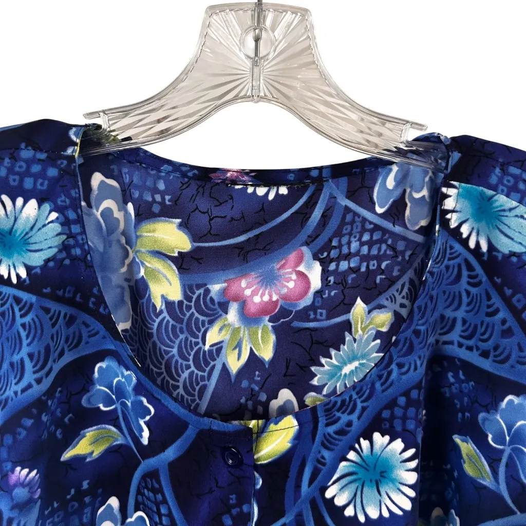 Womens Size XL Floral Patterned Womens Blouse Short Sleeve Button - Image 3