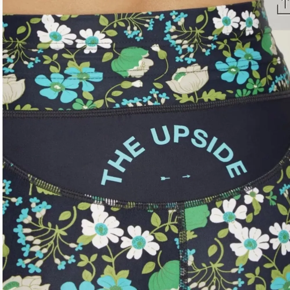 THE UPSIDE Floral Print Compression Leggings Green Blue Size 8 - Image 9