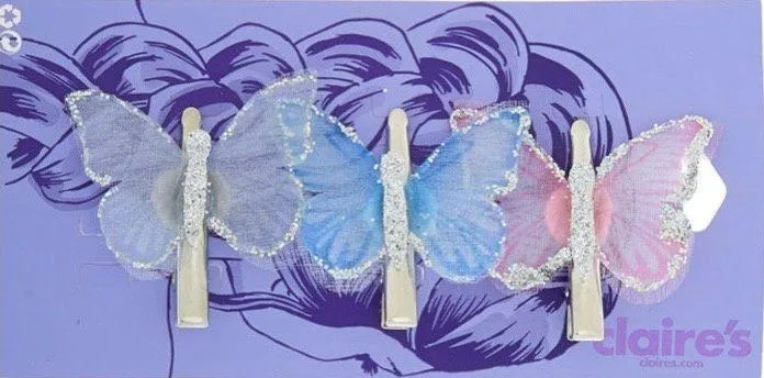 Iridescent Pastel Butterfly Hair Clips Multiple - Image 2