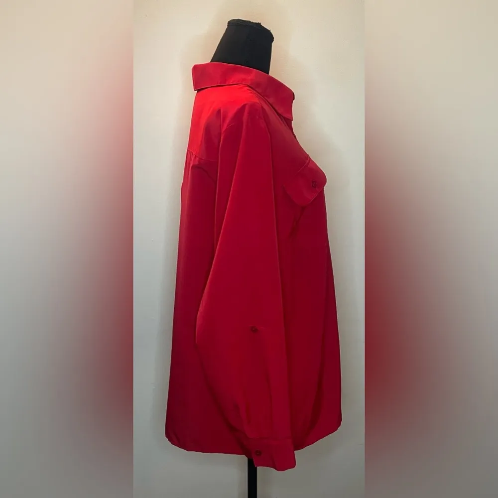 Kim Rogers- Button-down red long-sleeve business causal blouse Size 1X - Image 2
