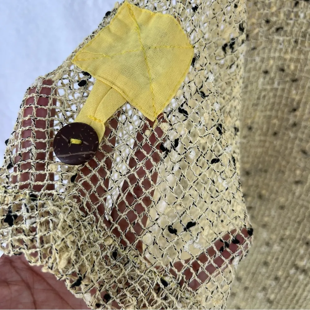 Serengeti Marled Mesh Net Button Front Batwing Shark Bite Cardigan Lagenlook Yellow Size 2X - Image 6