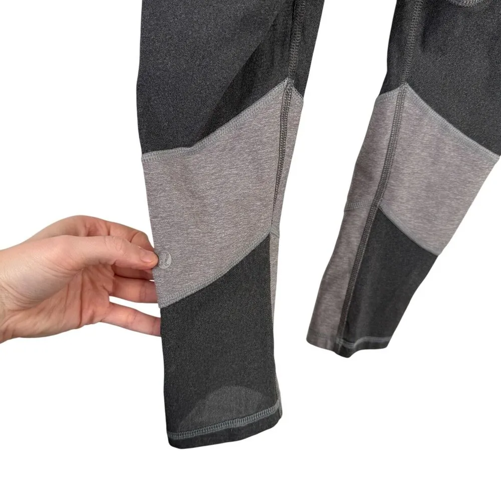 Lululemon Mesh With Me Grey Crop Leggings 18" Active Gym Run Low Rise Womens 2 - Image 5