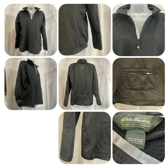 Eddie Bauer Charcoal Textured Half-Zip Pullover - Image 2