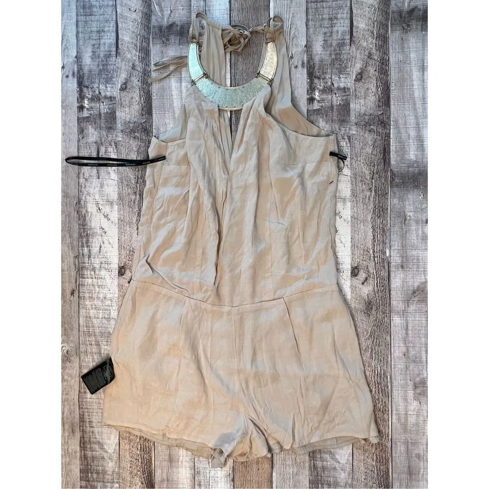 Marciano by Guess Tan Halter Strap Anais Chain Romper 6 Sexy‎ Vacation NWT - Image 11