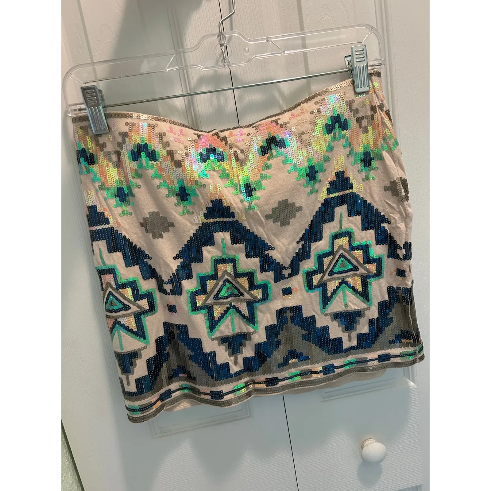 Express Pastel Sequin Skirt EUC - Image 9