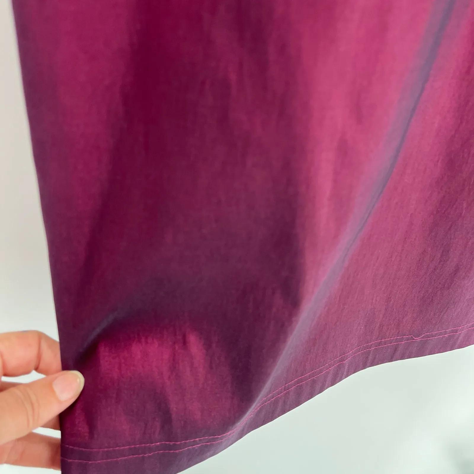 Adrianna Papell Satin Sheath Dress Sz 4 Magenta Shiny Ruching Cocktail Formal - Image 8