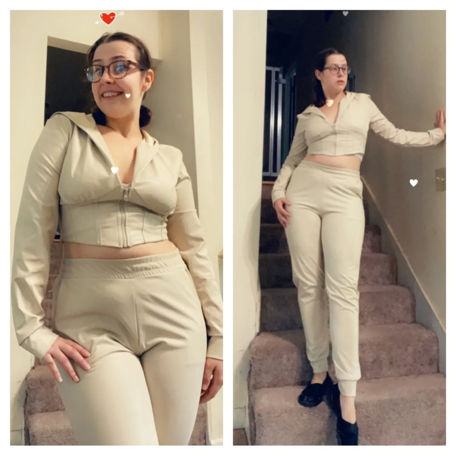 Brooklyn leather jogger set cream beige Tan Size L - Image 3