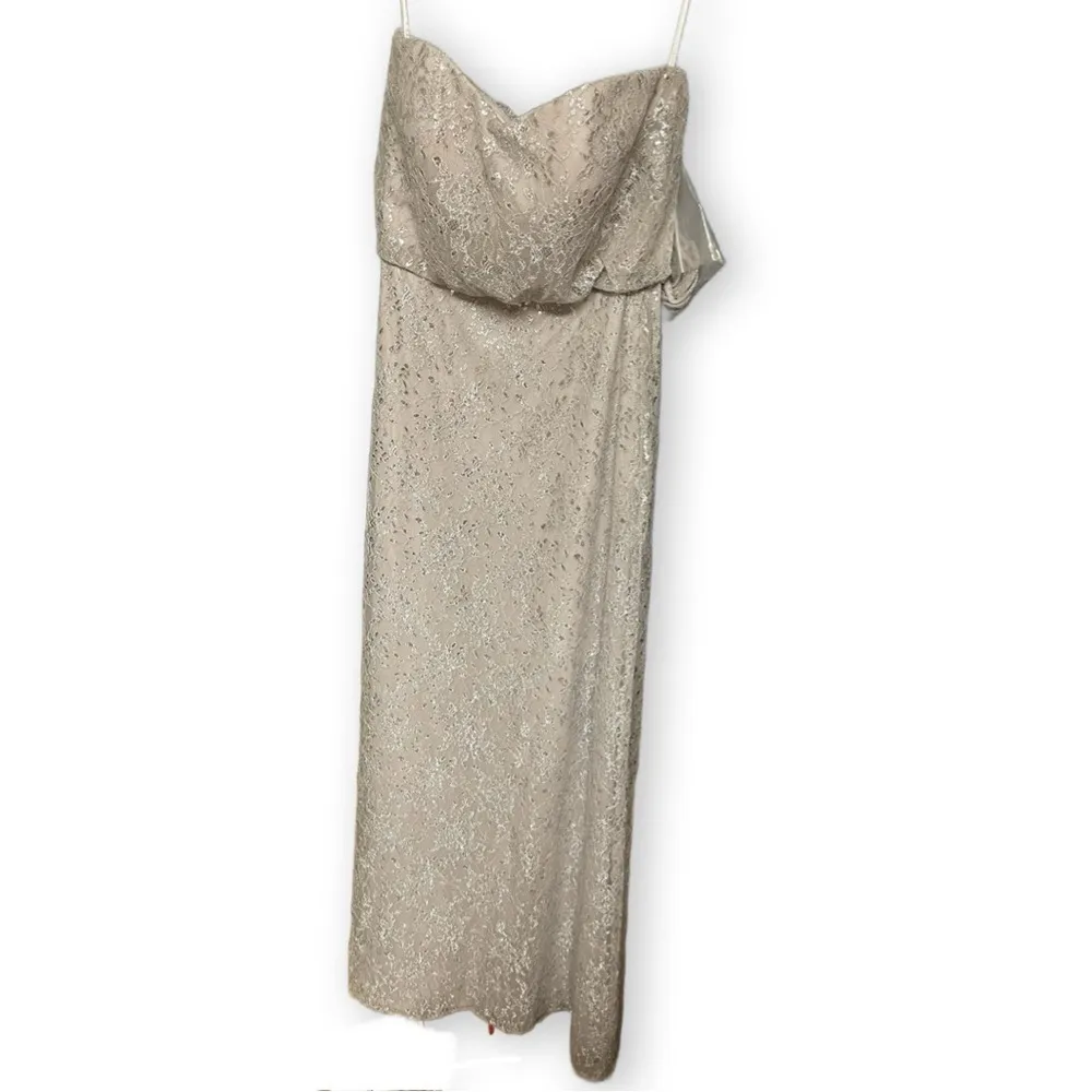 After Six - Strapless Gown in Oyster Rococo Lace - Full-Length Gown | NWT - Sz 4 - Image 3