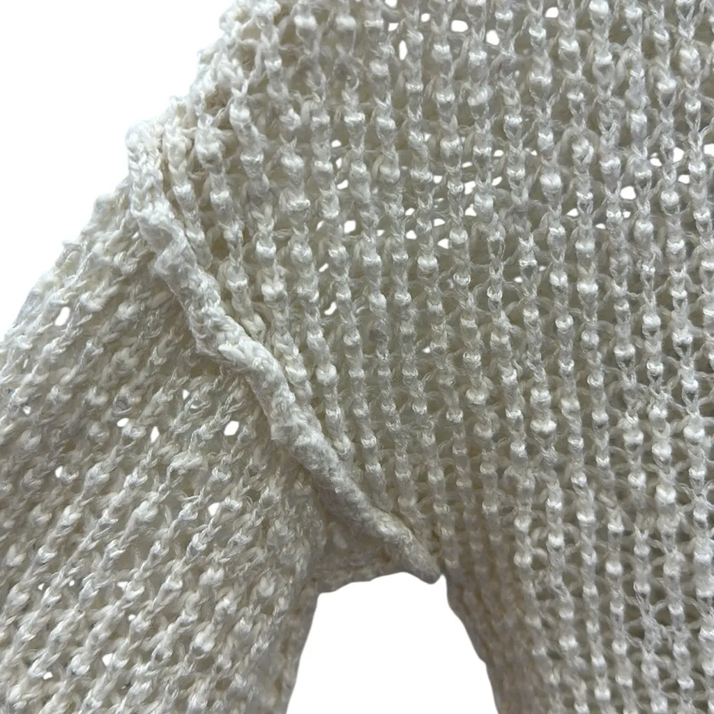 Universal Thread Cream Open Knit Slit Side Open Front Cardigan Womens Small - Image 7