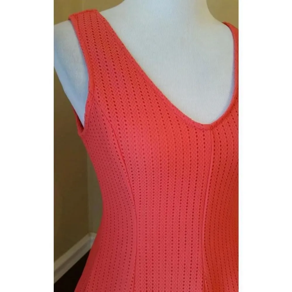 Coral Textured Retro Flirty Dancing Skater Dress by Ixia ModCloth Sleeveless - Image 2