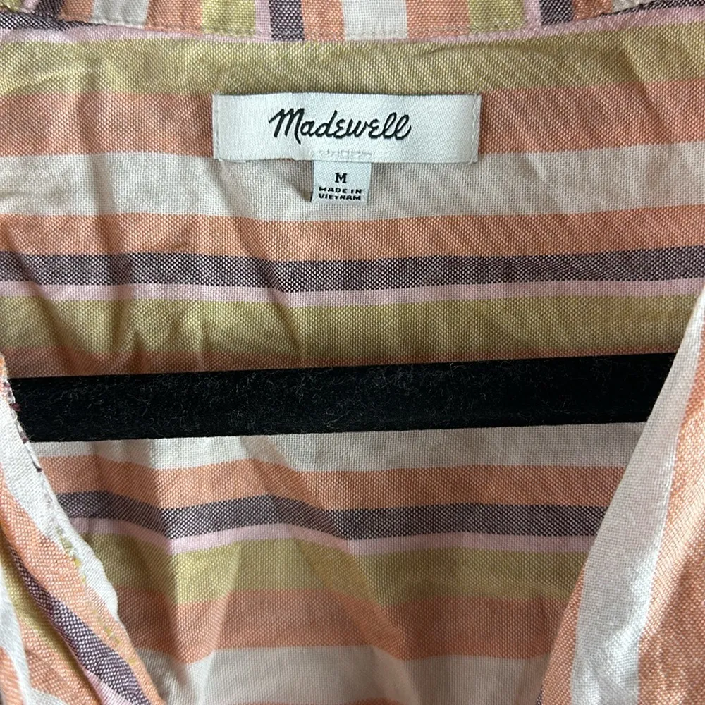 Madewell short sleeved button down striped women’s top size medium - Image 2