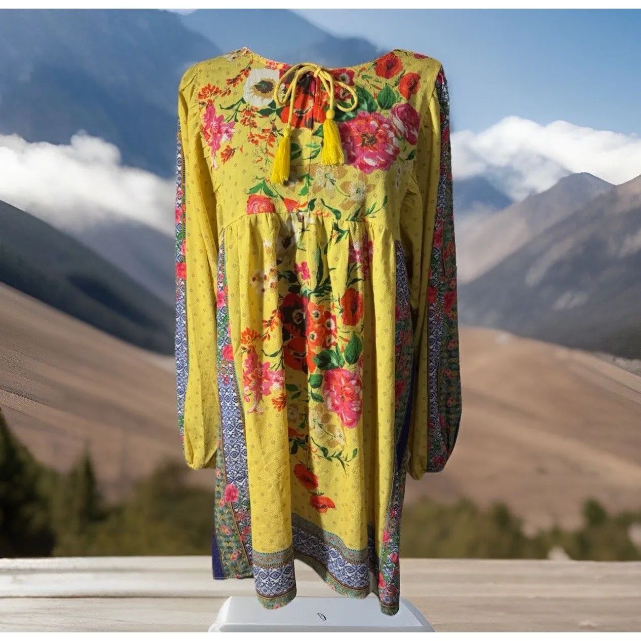 Chic‎ Umgee USA tunic top Mini dress floral boho S Cottage Core Vacation Hawaii - Image 2