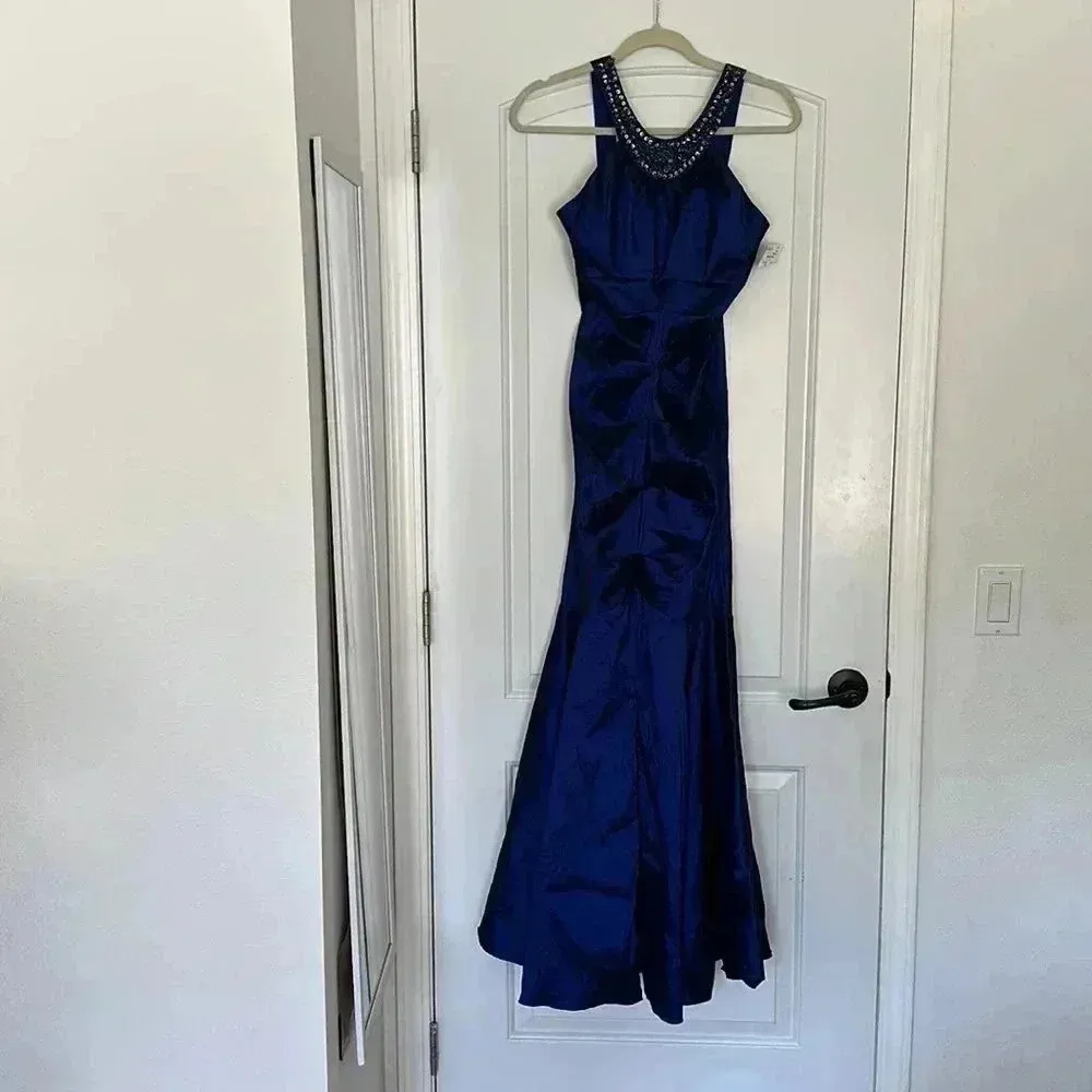 NWT R&M Richards Formal Royal Blue Maxi Dress Prom Homecoming Sequins Beads Sz 6 - Image 3