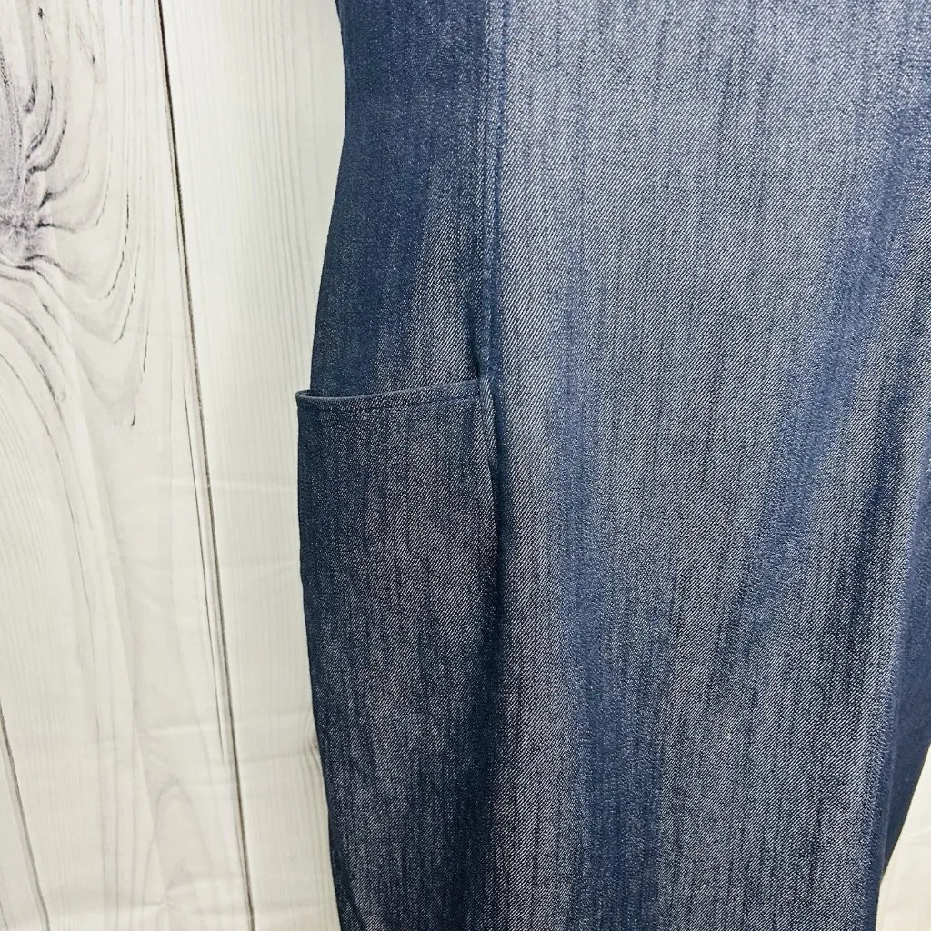 Jessica Simpson Womens Denim Shift Dress Sleeveless Sz 10 Grommet Detail - Image 5