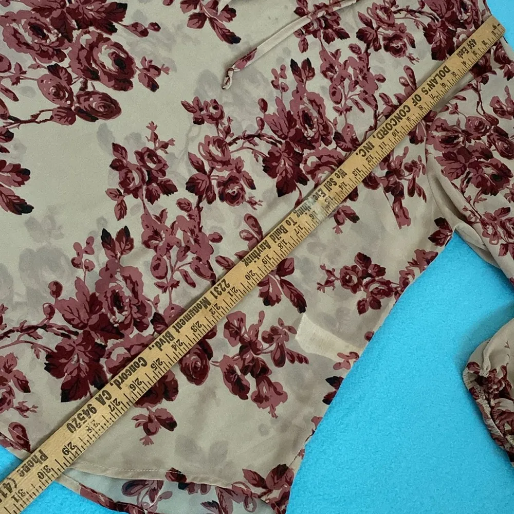 SHEIN Curve floral semi sheer blouse elastic at wrists puffy long sleeve size 4X - Image 10