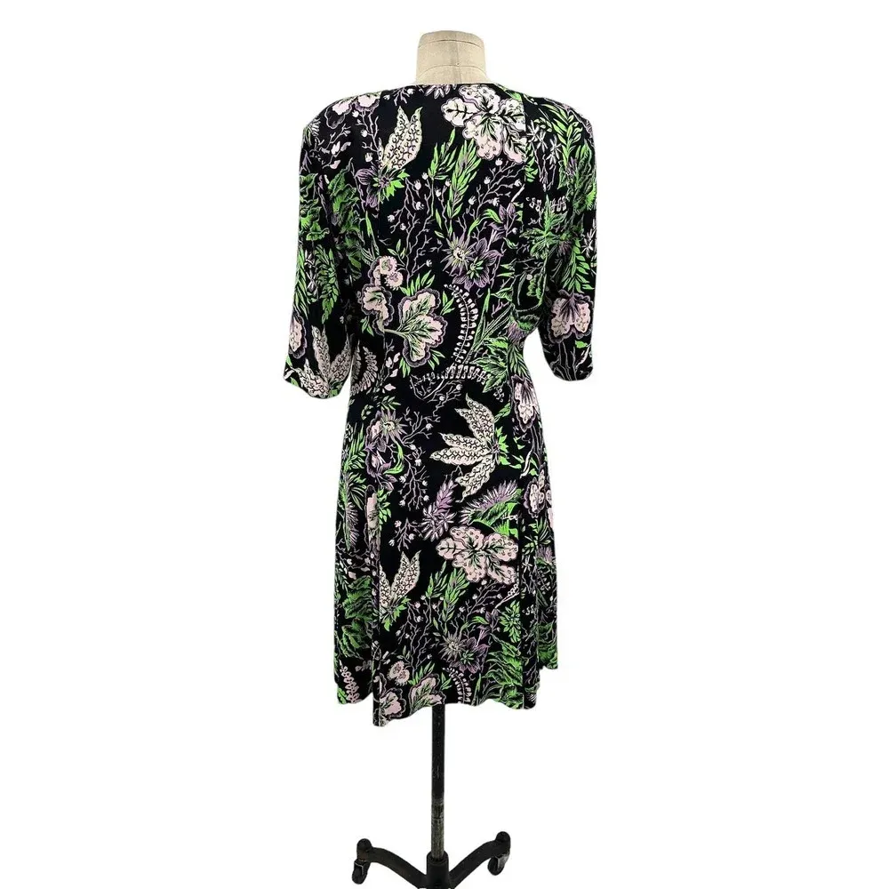 Rodebjer Kandy Dress In‎ Vegetal Floral Print Black Green Size Large - Image 9