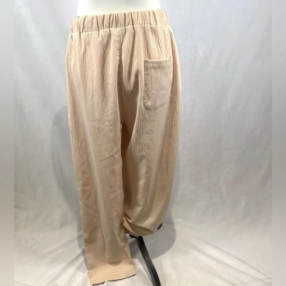 Cotton linen high waisted wide leg casual pants size XL - Image 4