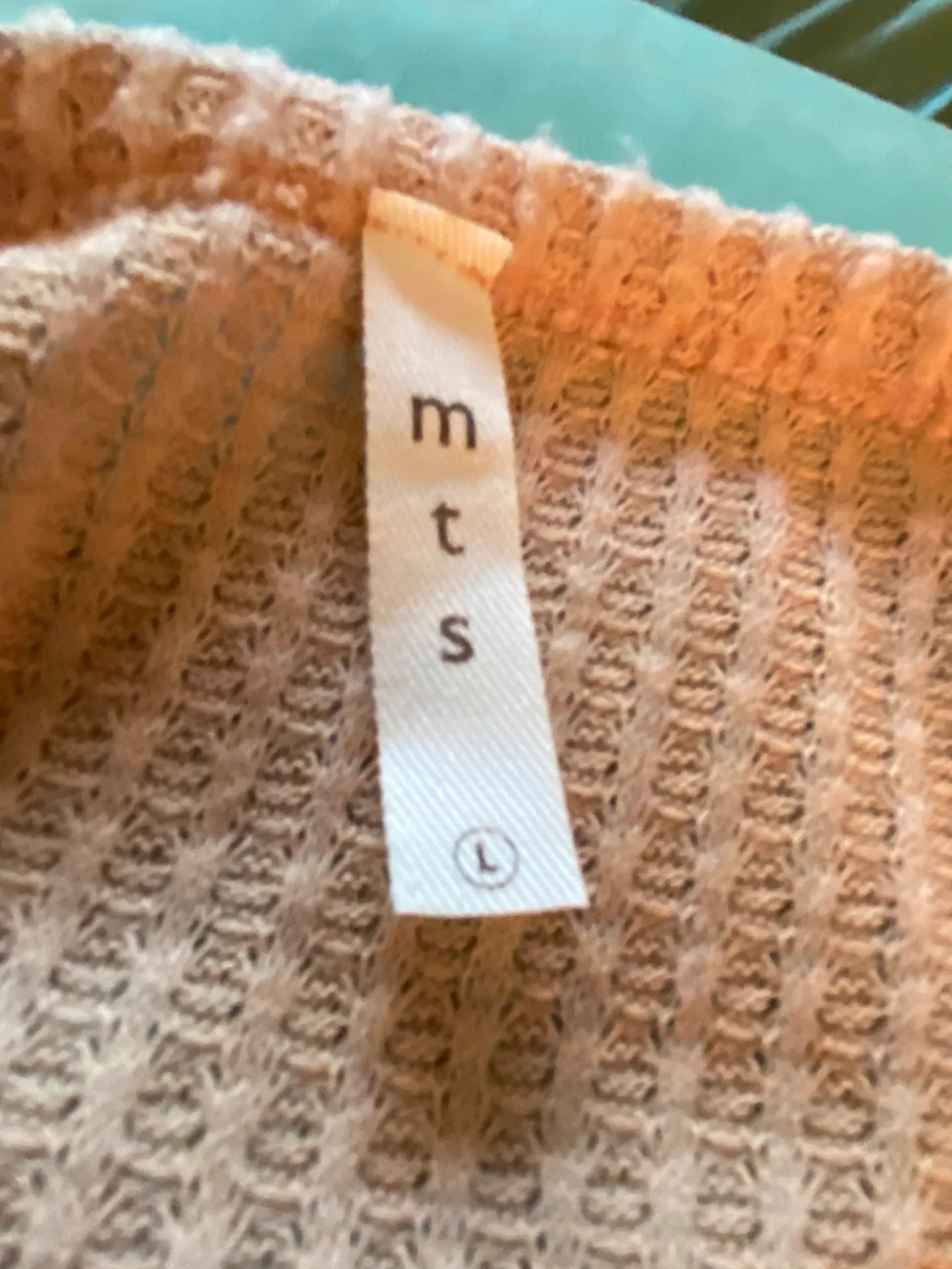 MTS Tan Button down VNeck Light Sweater with front tie knot Size L - Image 7